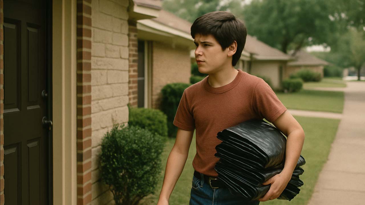 He started selling garbage bags door-to-door in his neighborhood.