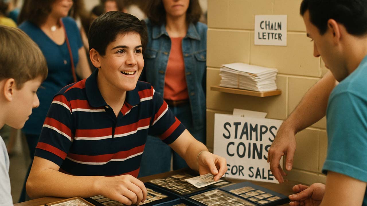 He expanded his business to include stamps and coins.