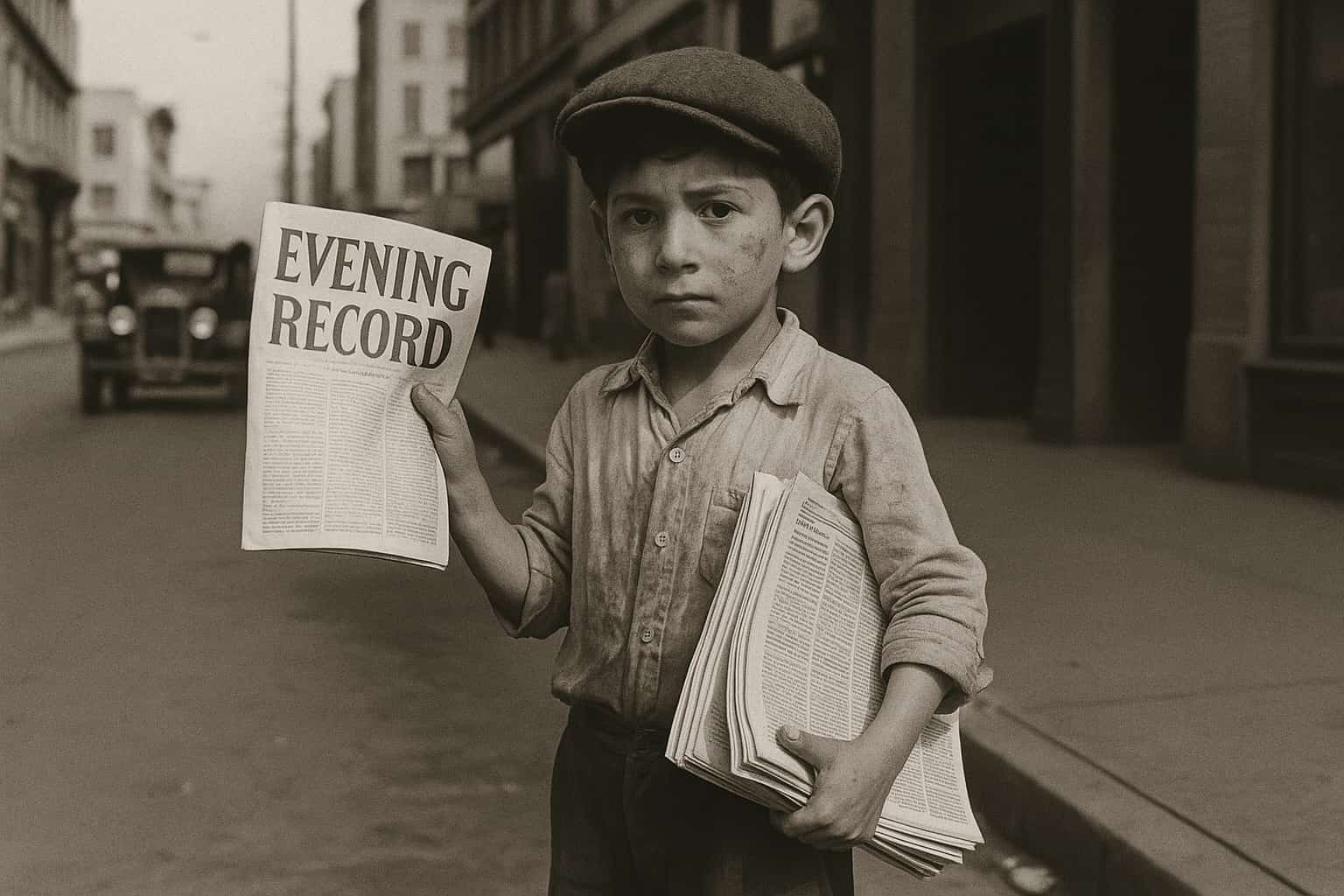 Youbg Kirk Kerkorian selling papers
